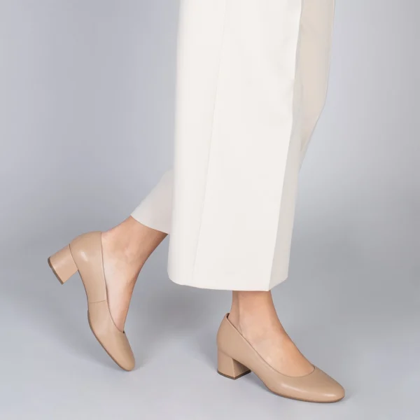 MiMaO ShopOnline URBAN ROND – Chaussures à Talon Bas En Cuir Nappa NUDE 7