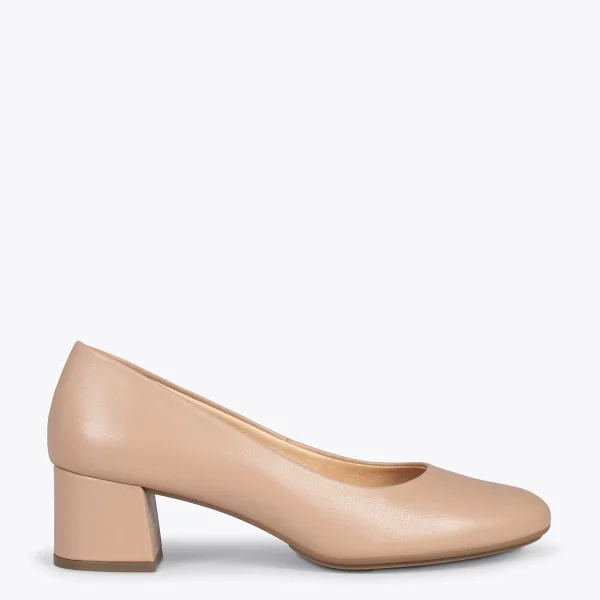 MiMaO ShopOnline URBAN ROND – Chaussures à Talon Bas En Cuir Nappa NUDE 1