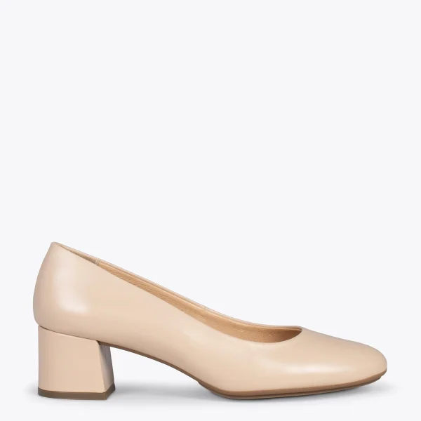 MiMaO ShopOnline URBAN ROND – Chaussures à Talon Bas En Cuir Nappa BEIGE 1