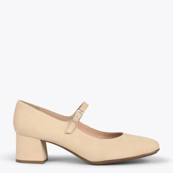 MiMaO ShopOnline BELLA – Babies à Talon Et Bout Carré BEIGE 1