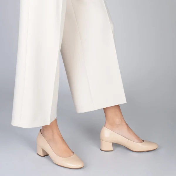 MiMaO ShopOnline URBAN ROND – Chaussures à Talon Bas En Cuir Nappa BEIGE 7