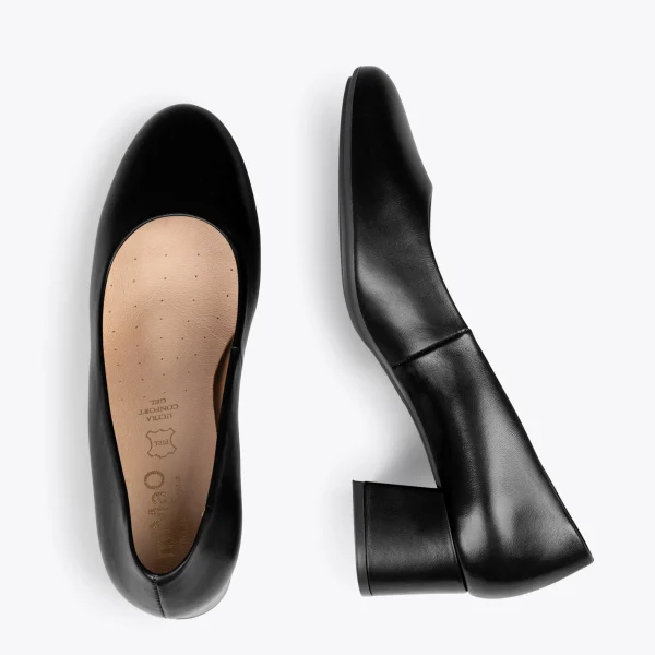 MiMaO ShopOnline URBAN ROND – Chaussures à Talon Bas En Cuir Nappa NOIR 3