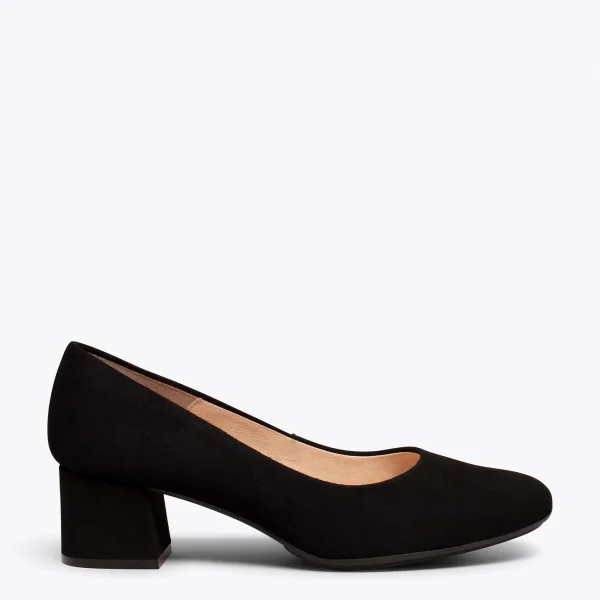 MiMaO ShopOnline URBAN ROND – Chaussures à Talon Bas En Daim NOIR 1