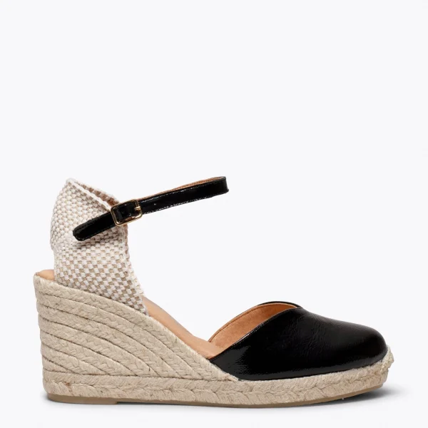 MiMaO ShopOnline NERJA VERNI – Espadrilles Compensées Talon Haut Avec Boucle NOIR 1