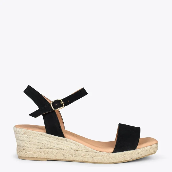 MiMaO ShopOnline JEREZ – Sandales Compensées En Jute Et Cuir NOIR 1