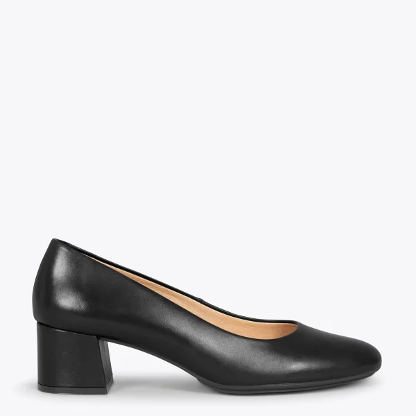 MiMaO ShopOnline URBAN ROND – Chaussures à Talon Bas En Cuir Nappa NOIR 1