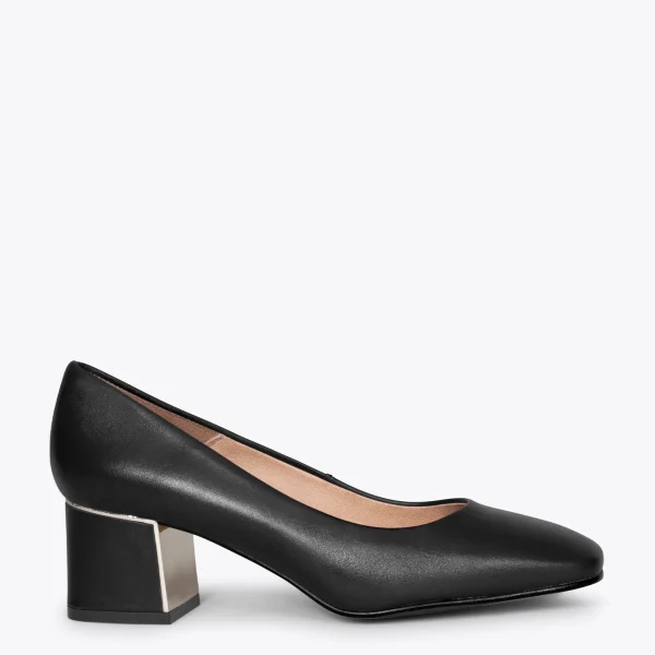 MiMaO ShopOnline Femme – Chaussures à Talon Bas Et Bout Carré NOIR 1