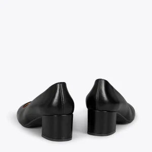 MiMaO ShopOnline URBAN ROND – Chaussures à Talon Bas En Cuir Nappa NOIR 13