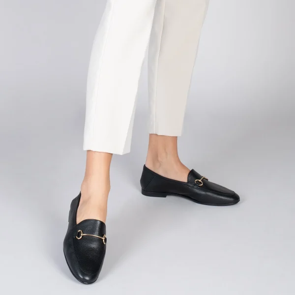 MiMaO ShopOnline STYLE – Mocassins En Cuir Avec Détail Métallique NOIR 7