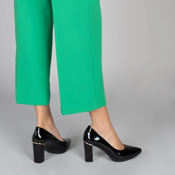 MiMaO ShopOnline URBAN VERNI – Chaussures à Talon En Cuir Verni Et Détail Métallique NOIR 7
