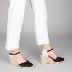 MiMaO ShopOnline NERJA STAR – Espadrilles à Compensé Haut Et Glitter NOIR 19