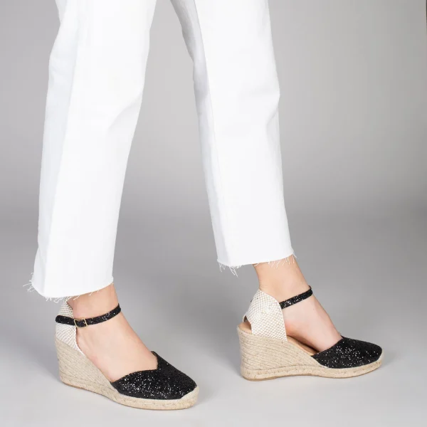 MiMaO ShopOnline NERJA STAR – Espadrilles à Compensé Haut Et Glitter NOIR 7