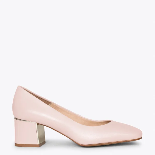 MiMaO ShopOnline Femme – Chaussures à Talon Bas Et Bout Carré NUDE 1