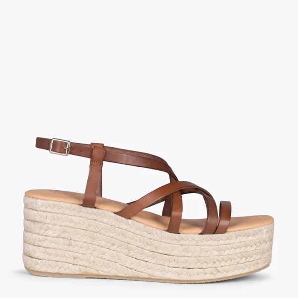 MiMaO ShopOnline ALAJAR – Sandales Compensées En Jute MARRON 1