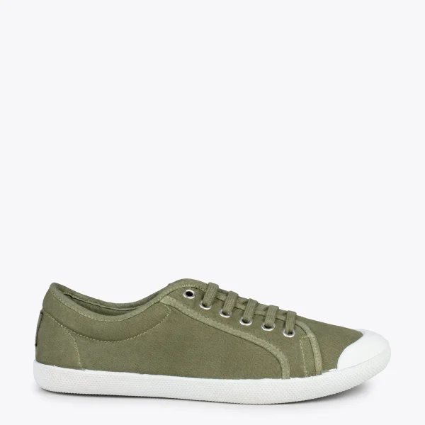 MiMaO ShopOnline BAOBAB – Tennis à Lacets En Toile De Coton De IO&GO KAKI 1