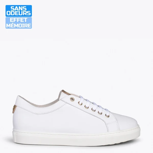 MiMaO ShopOnline SNEAKER – Baskets Casual Pour Femme BLANC-DORÉ 1