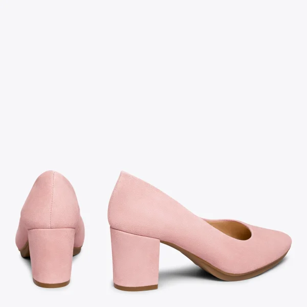 MiMaO ShopOnline URBAN S – Chaussures à Talon Moyen En Daim ROSE PÂLE 4