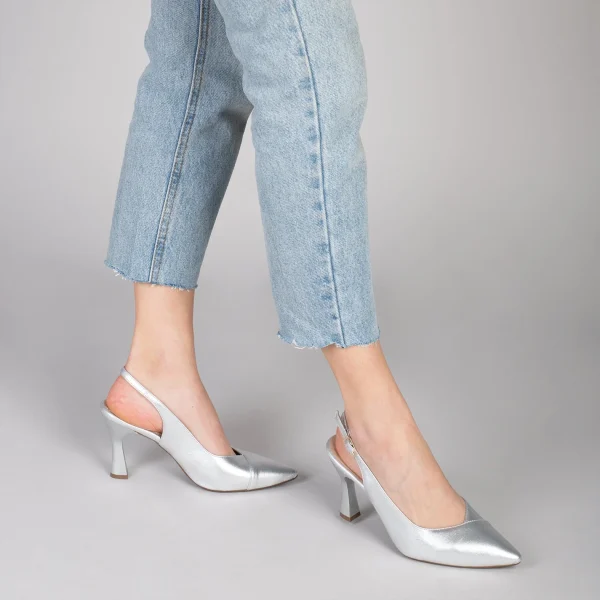 MiMaO ShopOnline GLAM À BRIDE ARRIÈRE – Chaussures à Talon En Cuir Nappa ARGENTÉ 7