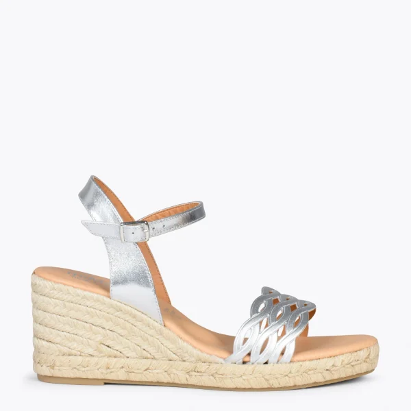 MiMaO ShopOnline TRENZA – Espadrilles En Jute Naturel Et Tige Tressée ARGENTÉ 1