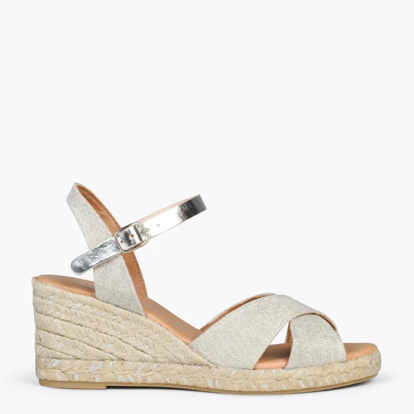 MiMaO ShopOnline CALPE – Espadrilles Artisanales à Lanières Et Boucle ARGENTÉ 1
