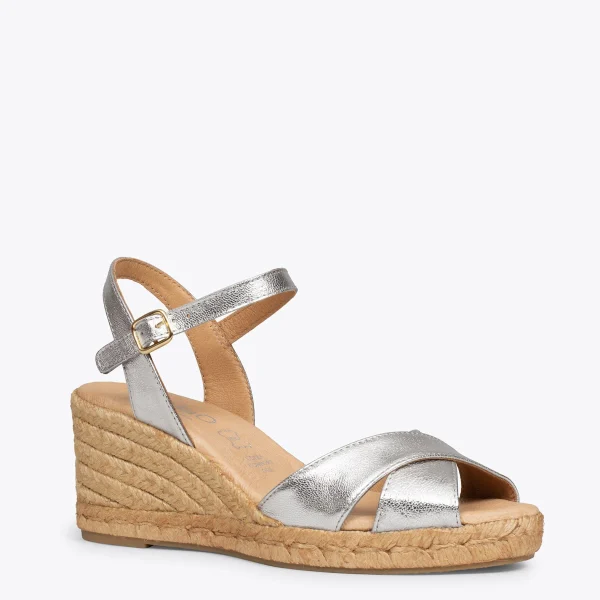 MiMaO ShopOnline CALPE – Espadrilles Artisanales à Lanières Et Boucle ARGENTÉ 5