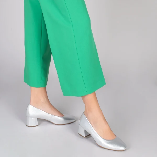 MiMaO ShopOnline URBAN ROND SPLASH – Chaussures à Talon Bas ARGENTÉ En Cuir Métallisé 7