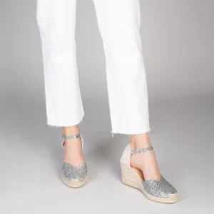 MiMaO ShopOnline NERJA STAR – Espadrilles à Compensé Haut Et Glitter ARGENTÉ 19