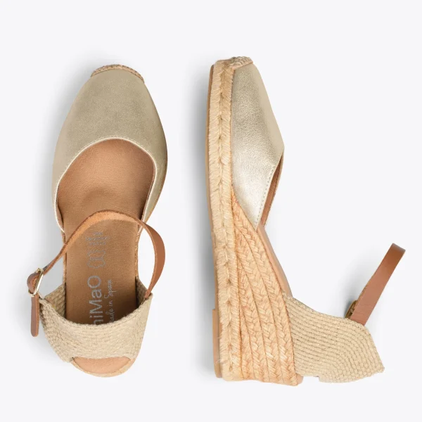 MiMaO ShopOnline ALTEA – Espadrilles à Talon Moyen DORÉ 3