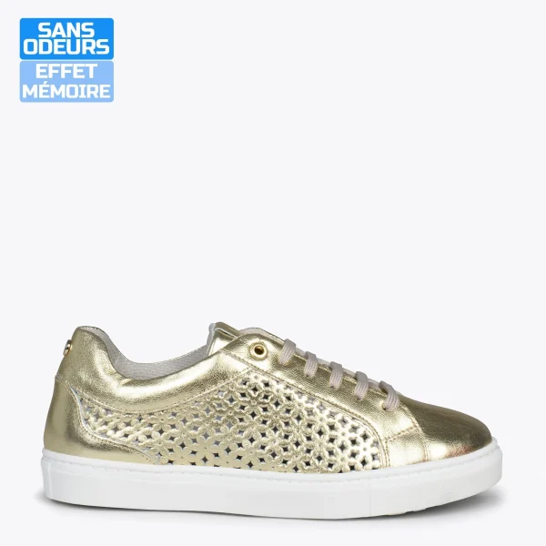 MiMaO ShopOnline BREATHE – Baskets En Cuir Nappa Ajouré DORÉ 1