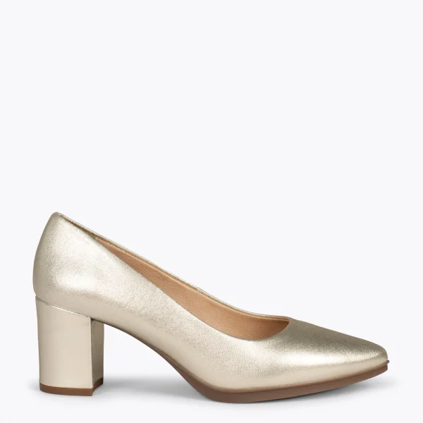 MiMaO ShopOnline URBAN S SPLASH – Chaussures à Talon Moyen DORÉ Métallisé 1