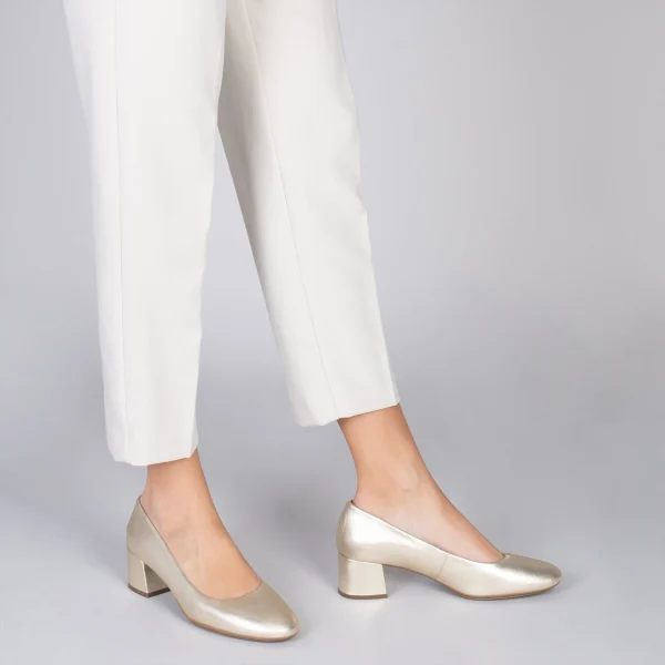 MiMaO ShopOnline URBAN ROND SPLASH – Chaussures à Talon Bas DORÉ En Cuir Métallisé 7