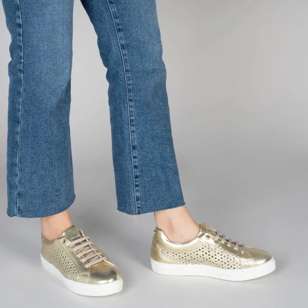 MiMaO ShopOnline BREATHE – Baskets En Cuir Nappa Ajouré DORÉ 7