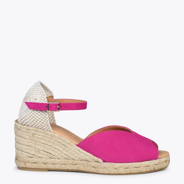 MiMaO ShopOnline SITGES – Espadrilles Compensées à Bout Ouvert FUCHSIA 1