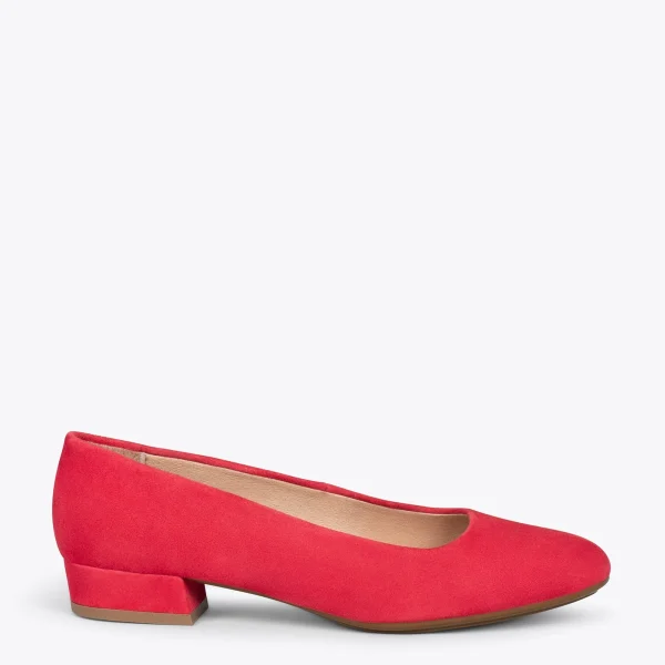 MiMaO ShopOnline URBAN XS – Chaussures à Talon Bas En Cuir Daim ROUGE 1