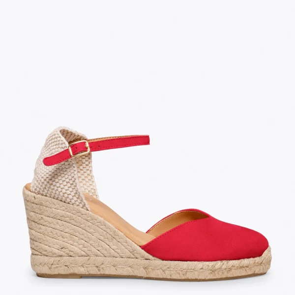 MiMaO ShopOnline NERJA – Espadrilles à Talon Haut ROUGE 1