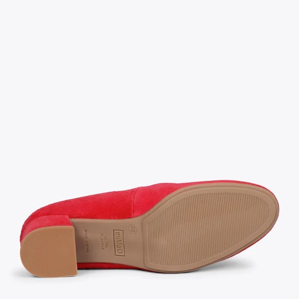 MiMaO ShopOnline URBAN ROND – Chaussures à Talon Bas En Daim ROUGE 6