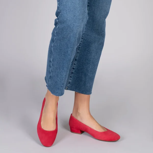 MiMaO ShopOnline URBAN XS – Chaussures à Talon Bas En Cuir Daim ROUGE 7