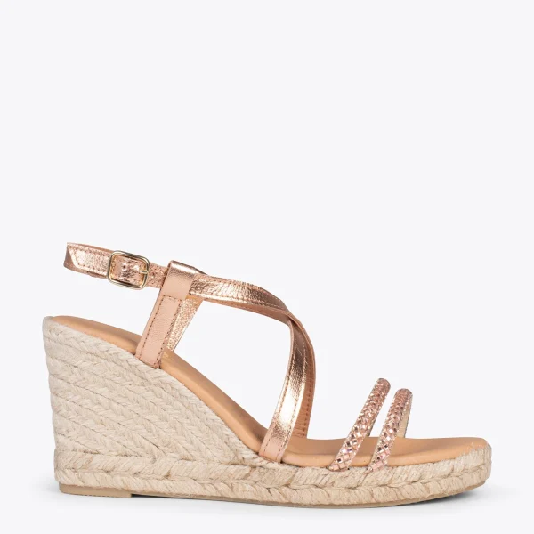 MiMaO ShopOnline MORAIRA – Espadrilles à Talon Compensé OR ROSÉ 1