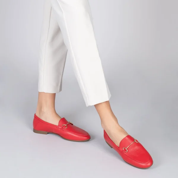 MiMaO ShopOnline STYLE – Mocassins En Cuir Avec Détail Métallique ROUGE 7