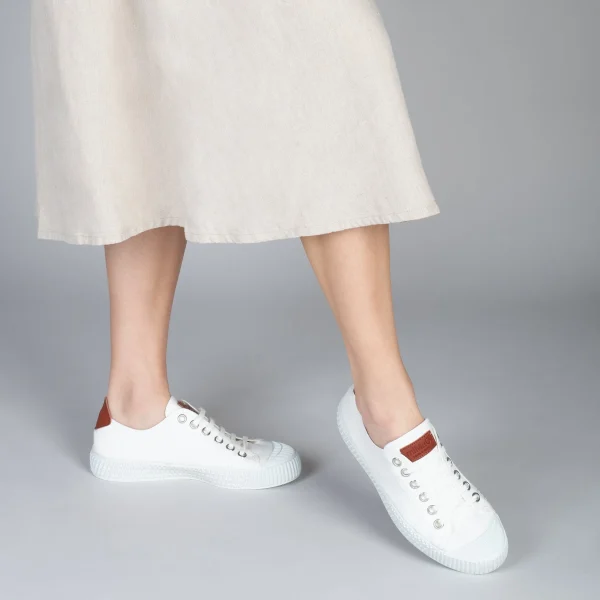 MiMaO ShopOnline BAMBA – Baskets Casual En Toile Pour Femme BLANC 7