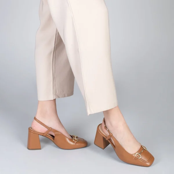 MiMaO ShopOnline MIA À BRIDE ARRIÈRE – Slingback à Talon Large CAMEL 7