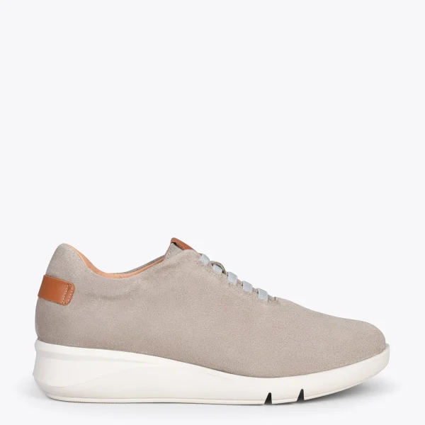 MiMaO ShopOnline FLY – Chaussures Décontractées à Talon Compensé TAUPE 1