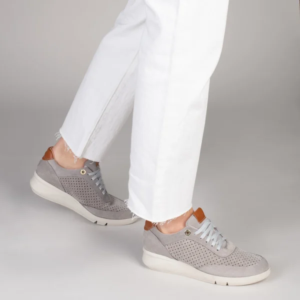 MiMaO ShopOnline BLUCHER SPORTIF – Baskets Compensées Pour Femme TAUPE 7