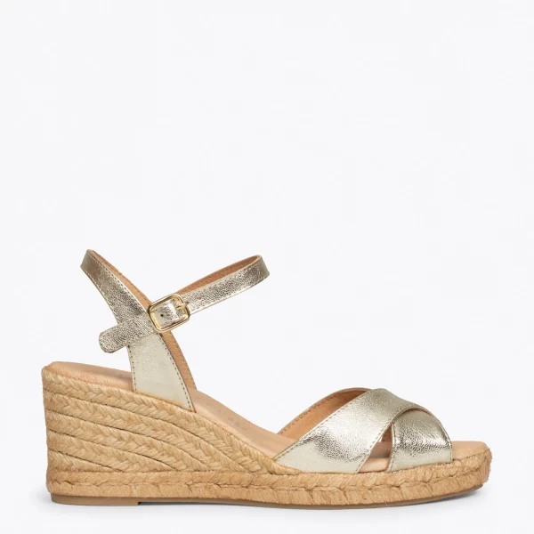 MiMaO ShopOnline CALPE – Espadrilles Artisanales à Lanières Et Boucle DORÉ 1