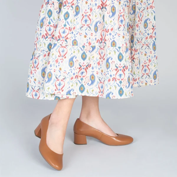 MiMaO ShopOnline URBAN ROND – Chaussures à Talon Bas En Cuir Nappa CAMEL 7