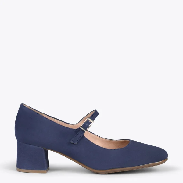 MiMaO ShopOnline BELLA – Babies à Talon Et Bout Carré BLEU MARINE 1