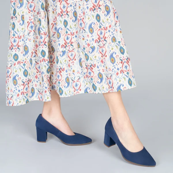 MiMaO ShopOnline URBAN S – Chaussures à Talon Moyen En Daim BLEU MARINE 7