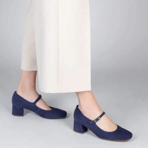 MiMaO ShopOnline BELLA – Babies à Talon Et Bout Carré BLEU MARINE 7