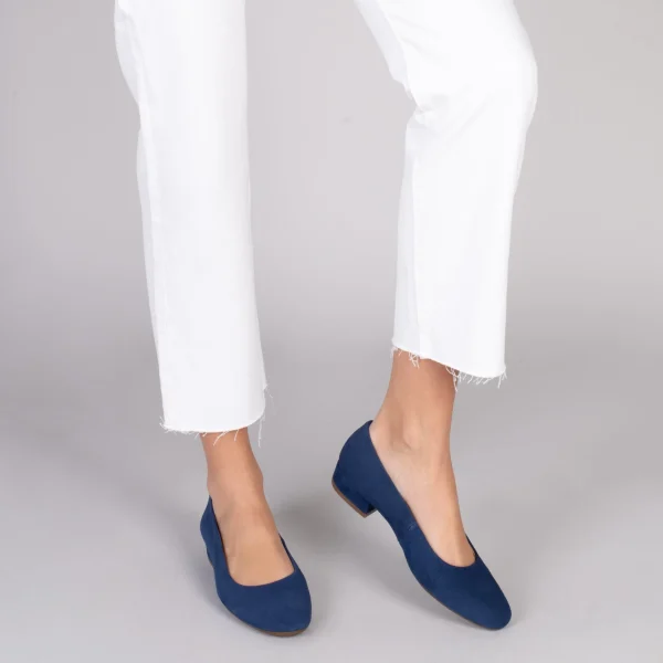 MiMaO ShopOnline URBAN XS – Chaussures à Talon Bas En Cuir Daim BLEU MARINE 7
