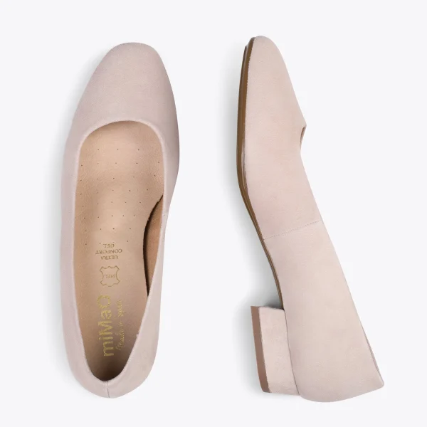 MiMaO ShopOnline URBAN XS – Chaussures à Talon Bas En Cuir Daim NUDE 3